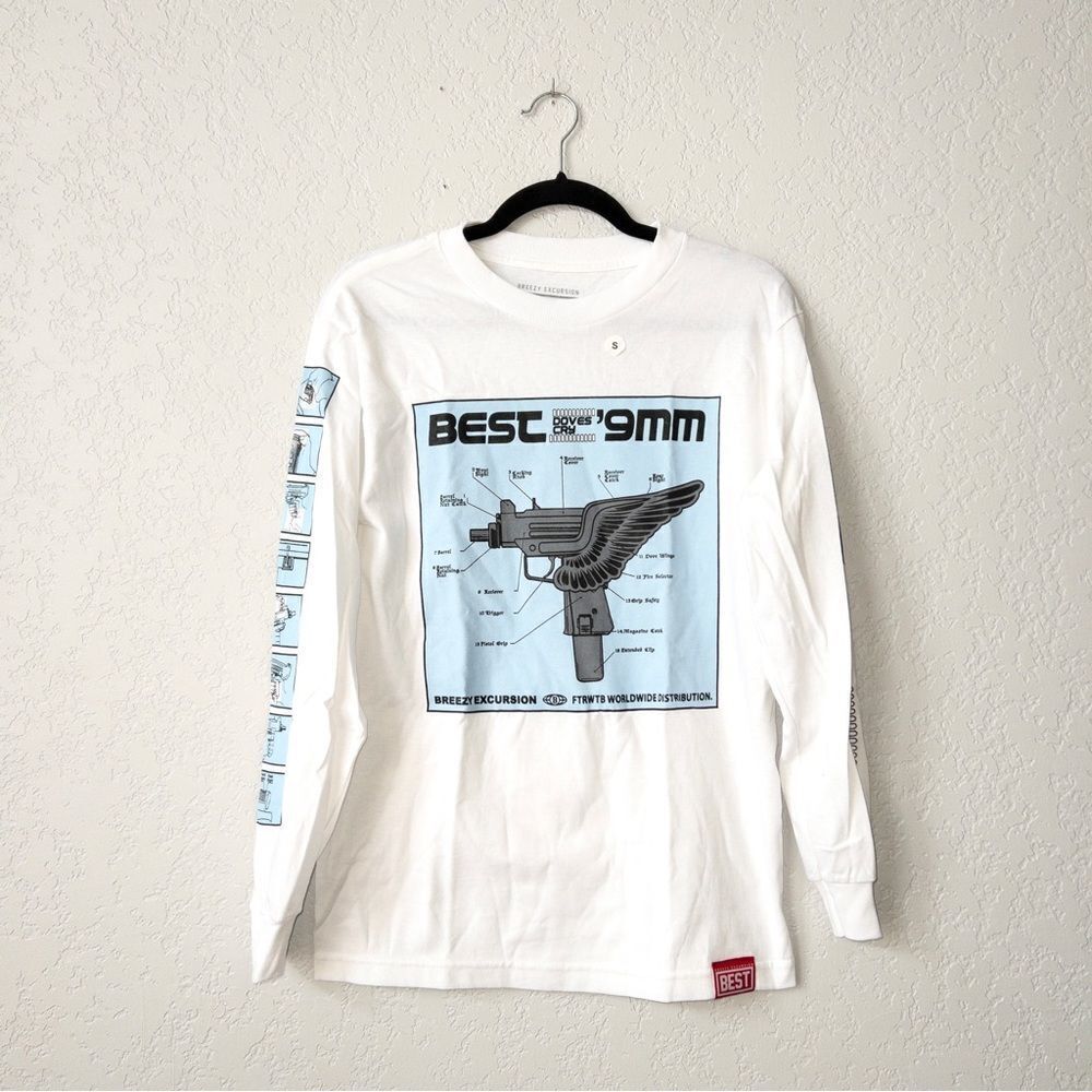 NIP Best x Breezy Excursion White DMX 9 mm Doves Cry‎ Long Sleeve Size Small